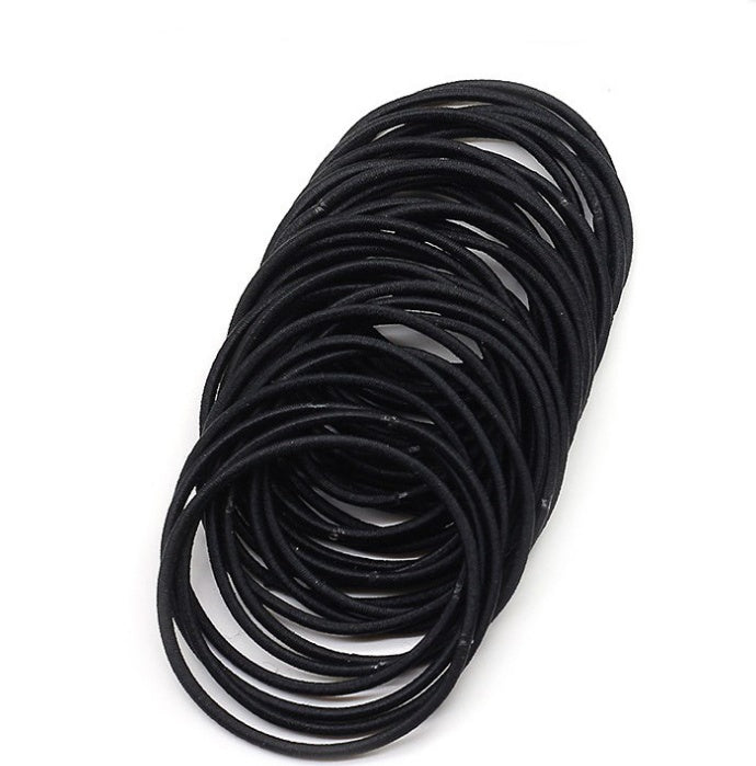 100Pcs Black Elastic Hair Bands Ponytail Holder Head Rope Ties Hats Hair Styling Kids Girl Accessories Scrunchie 100Pcs Black Elastic Hair Bands Ponytail Holder Head Rope Ties Hats Hair Styling Kids Girl Accessories Scrunchie